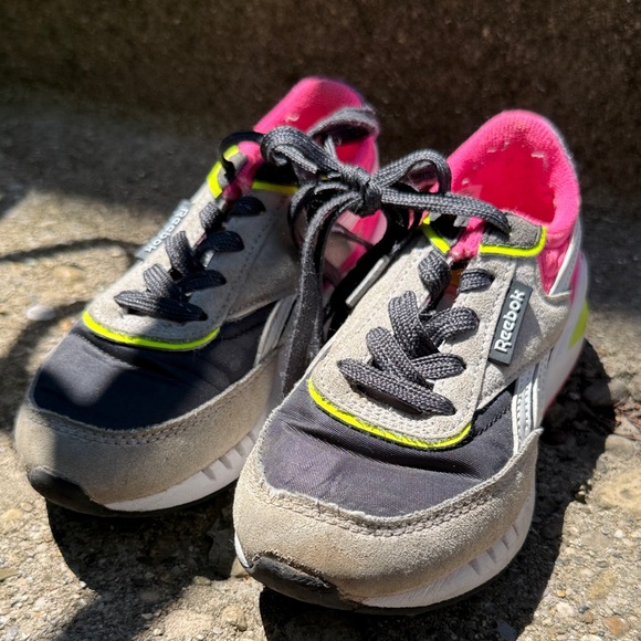 Reebok Kids Sneakers - Black, Pink, and Neon Yellow - Picture 1 of 5